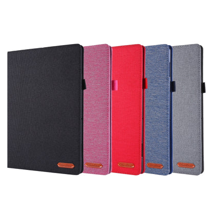 For Lenovo Tab M10 Horizontal Flip TPU + Fabric PU Leather Protective Case with Name Card Clip(Dark Blue) - Lenovo by buy2fix | Online Shopping UK | buy2fix