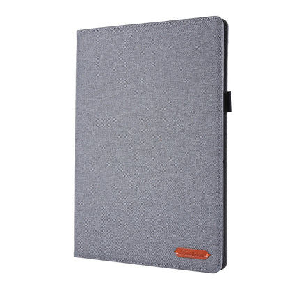 For Lenovo Tab M10 Horizontal Flip TPU + Fabric PU Leather Protective Case with Name Card Clip(Grey) - Lenovo by buy2fix | Online Shopping UK | buy2fix