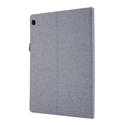 For Lenovo Tab M10 Horizontal Flip TPU + Fabric PU Leather Protective Case with Name Card Clip(Grey) - Lenovo by buy2fix | Online Shopping UK | buy2fix