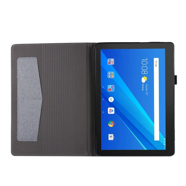 For Lenovo Tab M10 Horizontal Flip TPU + Fabric PU Leather Protective Case with Name Card Clip(Grey) - Lenovo by buy2fix | Online Shopping UK | buy2fix