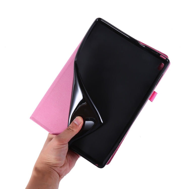 For Lenovo Tab M10 Horizontal Flip TPU + Fabric PU Leather Protective Case with Name Card Clip(Grey) - Lenovo by buy2fix | Online Shopping UK | buy2fix