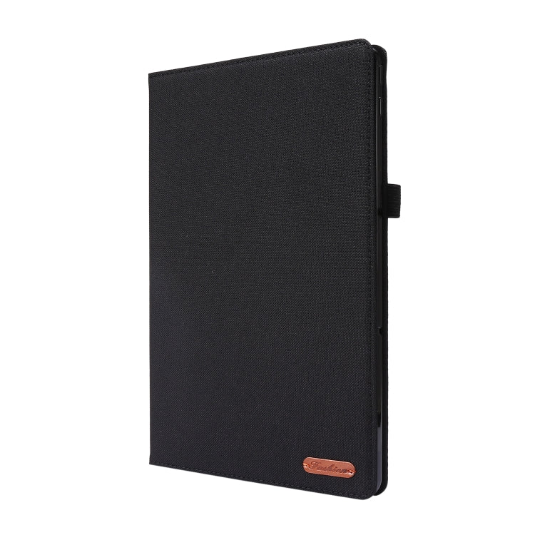 For Lenovo Tab P11 Pro Horizontal Flip TPU + Fabric PU Leather Protective Case with Name Card Clip(Black) - Lenovo by buy2fix | Online Shopping UK | buy2fix