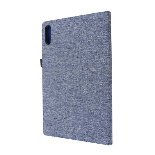 For Lenovo Tab P11 Pro Horizontal Flip TPU + Fabric PU Leather Protective Case with Name Card Clip(Dark Blue) - Lenovo by buy2fix | Online Shopping UK | buy2fix