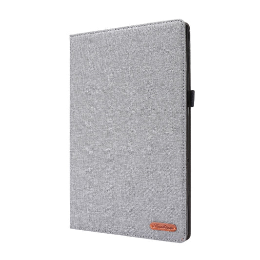 For Lenovo Tab P11 Pro Horizontal Flip TPU + Fabric PU Leather Protective Case with Name Card Clip(Grey) - Lenovo by buy2fix | Online Shopping UK | buy2fix