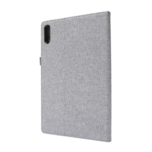 For Lenovo Tab P11 Pro Horizontal Flip TPU + Fabric PU Leather Protective Case with Name Card Clip(Grey) - Lenovo by buy2fix | Online Shopping UK | buy2fix