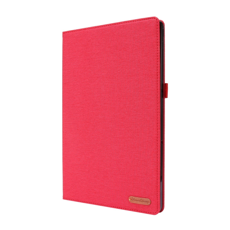 For Lenovo Tab P11 Pro Horizontal Flip TPU + Fabric PU Leather Protective Case with Name Card Clip(Red) - Lenovo by buy2fix | Online Shopping UK | buy2fix