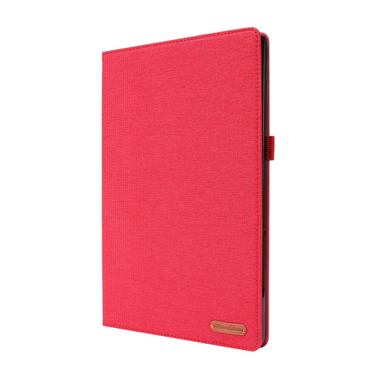 For Lenovo Tab P11 Pro Horizontal Flip TPU + Fabric PU Leather Protective Case with Name Card Clip(Red) - Lenovo by buy2fix | Online Shopping UK | buy2fix