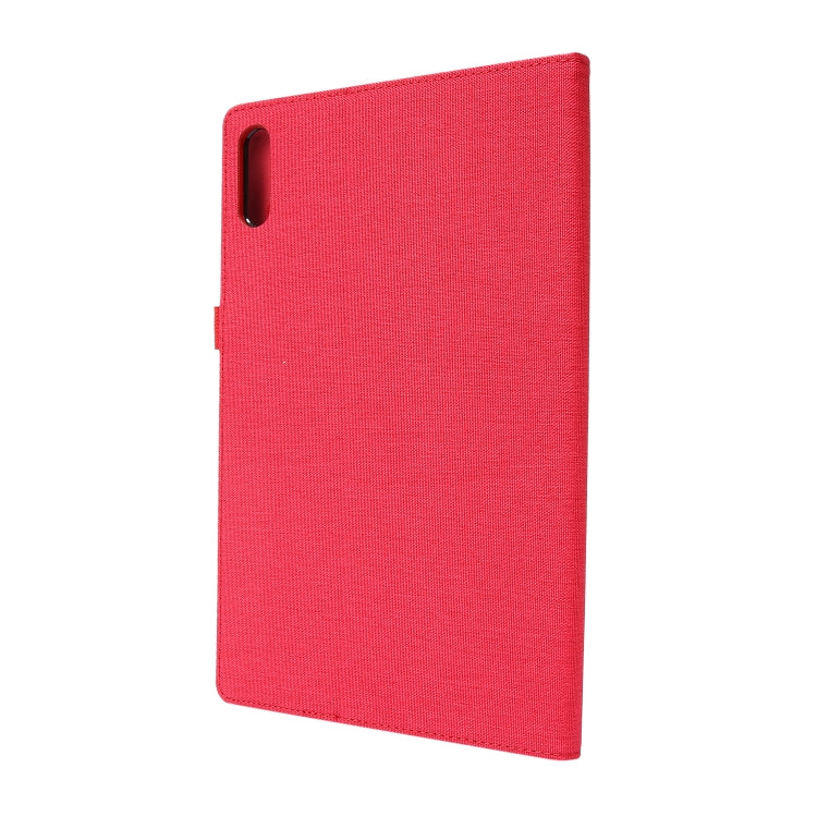 For Lenovo Tab P11 Pro Horizontal Flip TPU + Fabric PU Leather Protective Case with Name Card Clip(Red) - Lenovo by buy2fix | Online Shopping UK | buy2fix