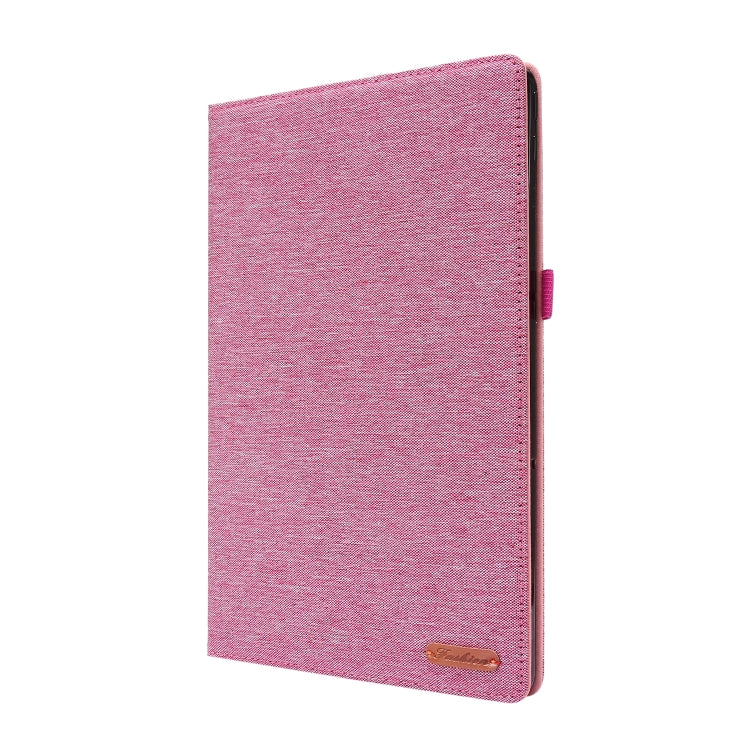 For Lenovo Tab P11 Pro Horizontal Flip TPU + Fabric PU Leather Protective Case with Name Card Clip(Rose Red) - Lenovo by buy2fix | Online Shopping UK | buy2fix