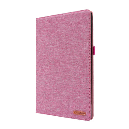 For Lenovo Tab P11 Pro Horizontal Flip TPU + Fabric PU Leather Protective Case with Name Card Clip(Rose Red) - Lenovo by buy2fix | Online Shopping UK | buy2fix