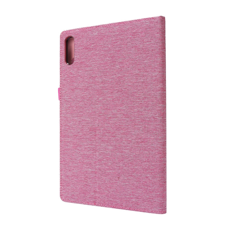 For Lenovo Tab P11 Pro Horizontal Flip TPU + Fabric PU Leather Protective Case with Name Card Clip(Rose Red) - Lenovo by buy2fix | Online Shopping UK | buy2fix