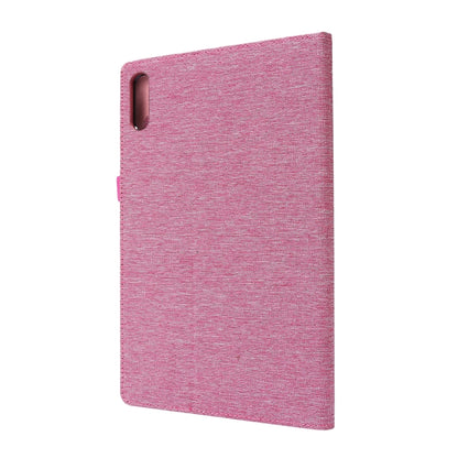 For Lenovo Tab P11 Pro Horizontal Flip TPU + Fabric PU Leather Protective Case with Name Card Clip(Rose Red) - Lenovo by buy2fix | Online Shopping UK | buy2fix