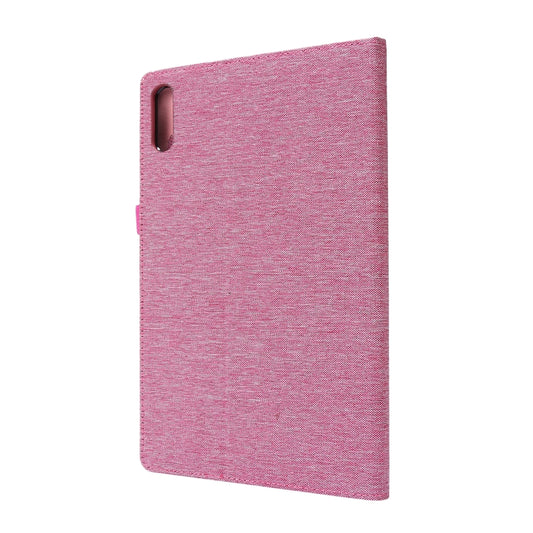 For Lenovo Tab P11 Pro Horizontal Flip TPU + Fabric PU Leather Protective Case with Name Card Clip(Rose Red) - Lenovo by buy2fix | Online Shopping UK | buy2fix