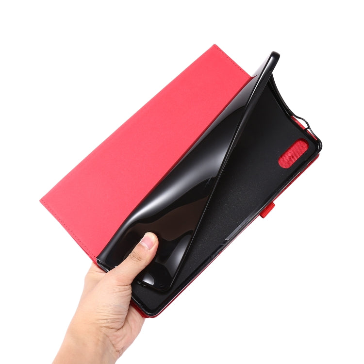 For Lenovo Tab P11 Pro Horizontal Flip TPU + Fabric PU Leather Protective Case with Name Card Clip(Rose Red) - Lenovo by buy2fix | Online Shopping UK | buy2fix