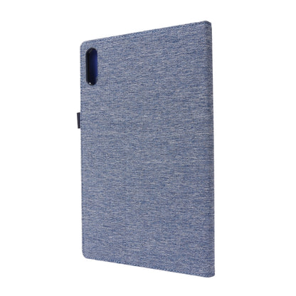 For Lenovo Tab P11 Horizontal Flip TPU + Fabric PU Leather Protective Case with Name Card Clip(Dark Blue) - Lenovo by buy2fix | Online Shopping UK | buy2fix