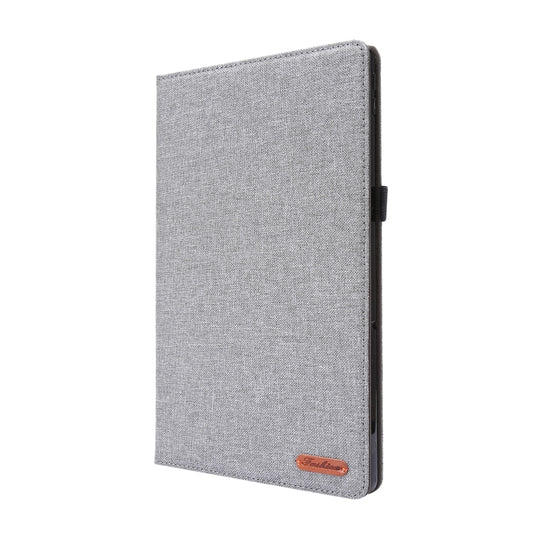For Lenovo Tab P11 Horizontal Flip TPU + Fabric PU Leather Protective Case with Name Card Clip(Grey) - Lenovo by buy2fix | Online Shopping UK | buy2fix