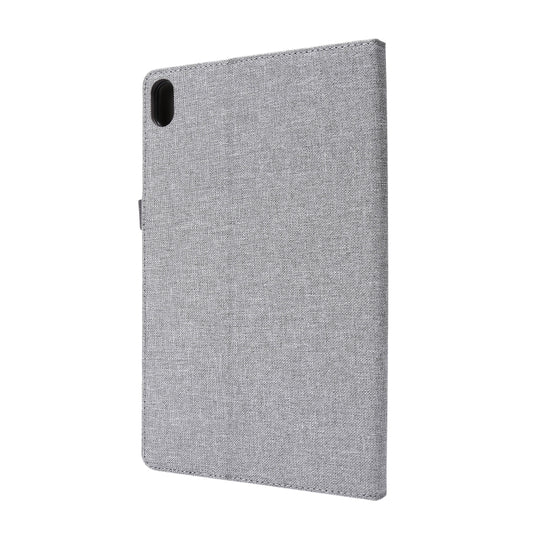 For Lenovo Tab P11 Horizontal Flip TPU + Fabric PU Leather Protective Case with Name Card Clip(Grey) - Lenovo by buy2fix | Online Shopping UK | buy2fix