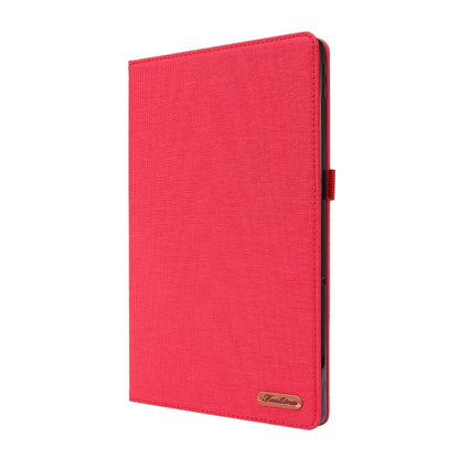 For Lenovo Tab P11 Horizontal Flip TPU + Fabric PU Leather Protective Case with Name Card Clip(Red) - Lenovo by buy2fix | Online Shopping UK | buy2fix
