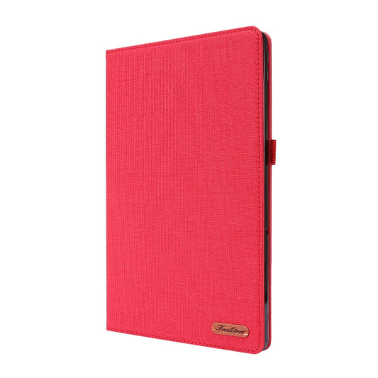 For Lenovo Tab P11 Horizontal Flip TPU + Fabric PU Leather Protective Case with Name Card Clip(Red) - Lenovo by buy2fix | Online Shopping UK | buy2fix