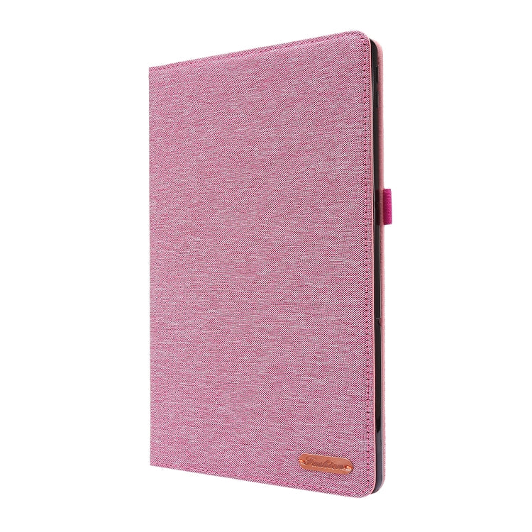 For Lenovo Tab P11 Horizontal Flip TPU + Fabric PU Leather Protective Case with Name Card Clip(Rose Red) - Lenovo by buy2fix | Online Shopping UK | buy2fix
