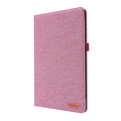 For Lenovo Tab P11 Horizontal Flip TPU + Fabric PU Leather Protective Case with Name Card Clip(Rose Red) - Lenovo by buy2fix | Online Shopping UK | buy2fix