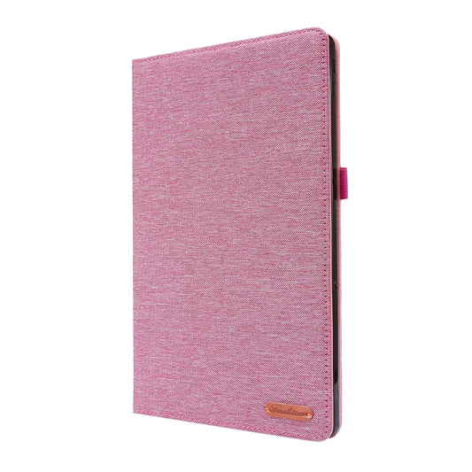 For Lenovo Tab P11 Horizontal Flip TPU + Fabric PU Leather Protective Case with Name Card Clip(Rose Red) - Lenovo by buy2fix | Online Shopping UK | buy2fix
