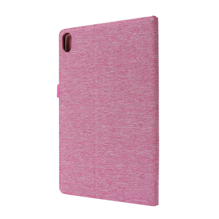 For Lenovo Tab P11 Horizontal Flip TPU + Fabric PU Leather Protective Case with Name Card Clip(Rose Red) - Lenovo by buy2fix | Online Shopping UK | buy2fix