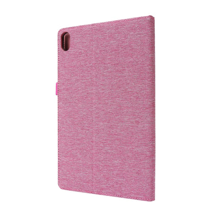 For Lenovo Tab P11 Horizontal Flip TPU + Fabric PU Leather Protective Case with Name Card Clip(Rose Red) - Lenovo by buy2fix | Online Shopping UK | buy2fix