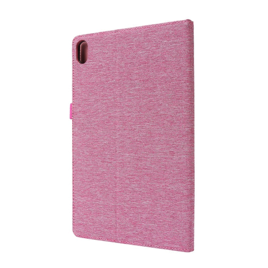 For Lenovo Tab P11 Horizontal Flip TPU + Fabric PU Leather Protective Case with Name Card Clip(Rose Red) - Lenovo by buy2fix | Online Shopping UK | buy2fix
