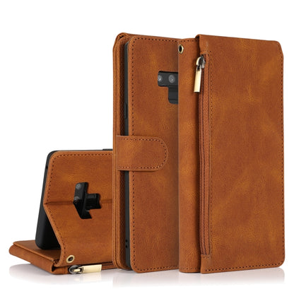 For Samsung Galaxy Note9 Skin-feel Crazy Horse Texture Zipper Wallet Bag Horizontal Flip Leather Case with Holder & Card Slots & Wallet & Lanyard(Brown) - Galaxy Phone Cases by buy2fix | Online Shopping UK | buy2fix