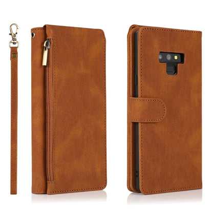 For Samsung Galaxy Note9 Skin-feel Crazy Horse Texture Zipper Wallet Bag Horizontal Flip Leather Case with Holder & Card Slots & Wallet & Lanyard(Brown) - Galaxy Phone Cases by buy2fix | Online Shopping UK | buy2fix