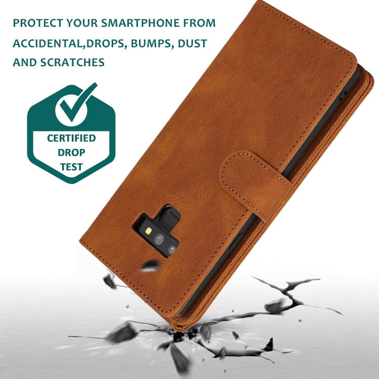 For Samsung Galaxy Note9 Skin-feel Crazy Horse Texture Zipper Wallet Bag Horizontal Flip Leather Case with Holder & Card Slots & Wallet & Lanyard(Brown) - Galaxy Phone Cases by buy2fix | Online Shopping UK | buy2fix
