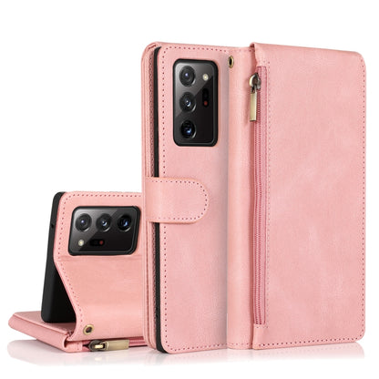 For Samsung Galaxy Note20 Ultra Skin-feel Crazy Horse Texture Zipper Wallet Bag Horizontal Flip Leather Case with Holder & Card Slots & Wallet & Lanyard(Rose Gold) by buy2fix