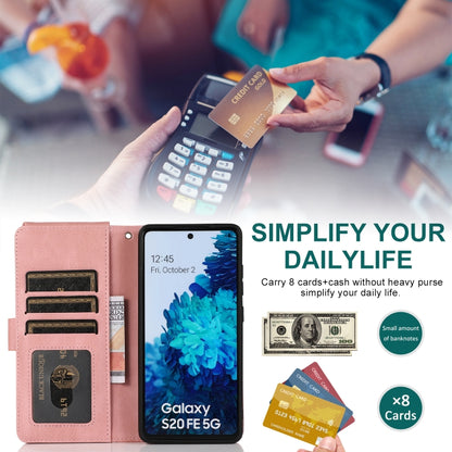 For Samsung Galaxy S20 FE 5G Skin-feel Crazy Horse Texture Zipper Wallet Bag Horizontal Flip Leather Case with Holder & Card Slots & Wallet & Lanyard(Rose Gold) by buy2fix