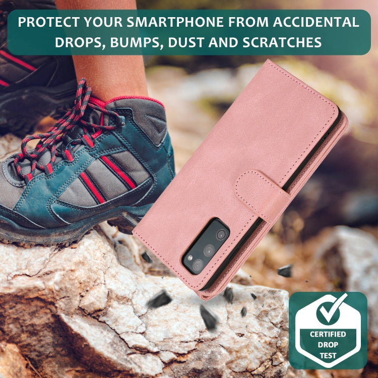 For Samsung Galaxy S20 FE 5G Skin-feel Crazy Horse Texture Zipper Wallet Bag Horizontal Flip Leather Case with Holder & Card Slots & Wallet & Lanyard(Rose Gold) by buy2fix