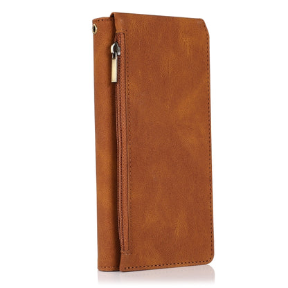 For Samsung Galaxy S21 Ultra 5G Skin-feel Crazy Horse Texture Zipper Wallet Bag Horizontal Flip Leather Case with Holder & Card Slots & Wallet & Lanyard(Brown) - Galaxy S21 Ultra 5G Cases by buy2fix | Online Shopping UK | buy2fix