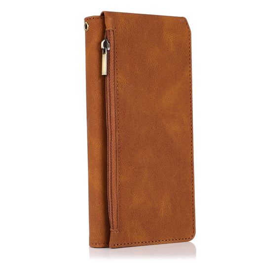 For Samsung Galaxy S21 Ultra 5G Skin-feel Crazy Horse Texture Zipper Wallet Bag Horizontal Flip Leather Case with Holder & Card Slots & Wallet & Lanyard(Brown) - Galaxy S21 Ultra 5G Cases by buy2fix | Online Shopping UK | buy2fix