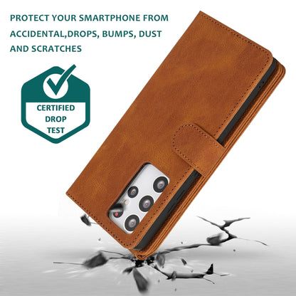 For Samsung Galaxy S21 Ultra 5G Skin-feel Crazy Horse Texture Zipper Wallet Bag Horizontal Flip Leather Case with Holder & Card Slots & Wallet & Lanyard(Brown) - Galaxy S21 Ultra 5G Cases by buy2fix | Online Shopping UK | buy2fix