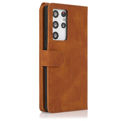For Samsung Galaxy S21 Ultra 5G Skin-feel Crazy Horse Texture Zipper Wallet Bag Horizontal Flip Leather Case with Holder & Card Slots & Wallet & Lanyard(Brown) - Galaxy S21 Ultra 5G Cases by buy2fix | Online Shopping UK | buy2fix