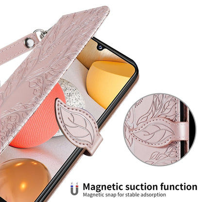 For Samsung Galaxy A12 Life of Tree Embossing Pattern Horizontal Flip Leather Case with Holder & Card Slot & Wallet & Photo Frame & Lanyard(Rose Gold) by buy2fix