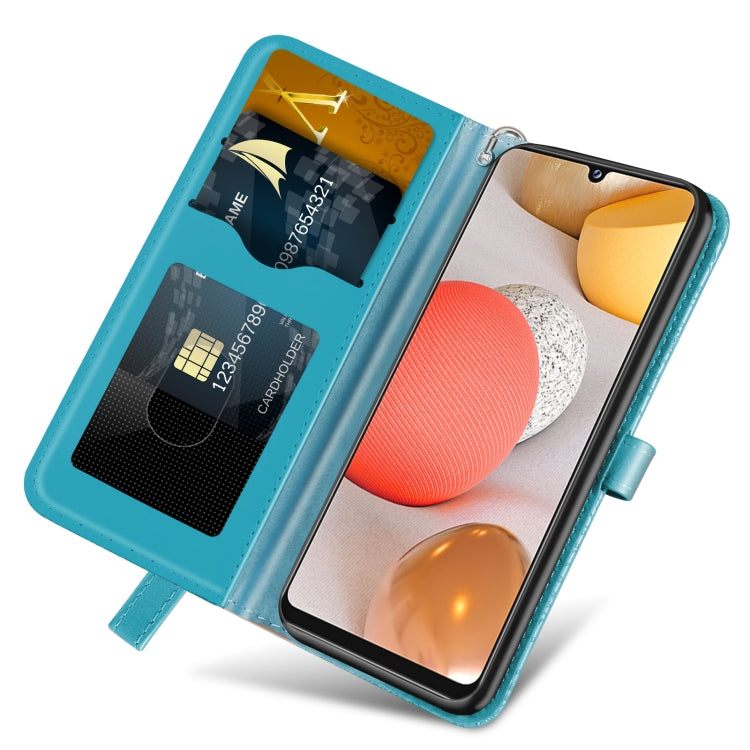 For Samsung Galaxy A12 Life of Tree Embossing Pattern Horizontal Flip Leather Case with Holder & Card Slot & Wallet & Photo Frame & Lanyard(Lake Blue) by buy2fix