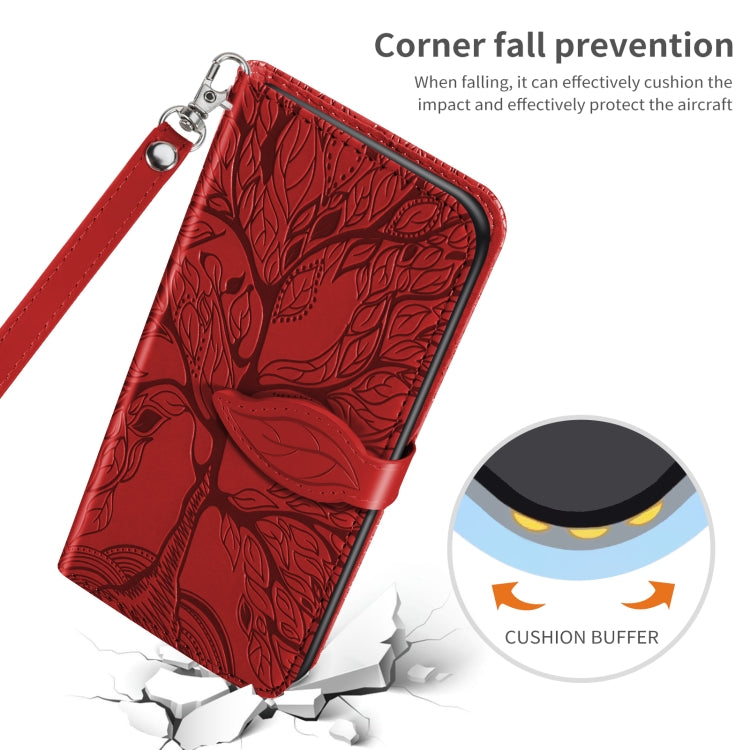 For Samsung Galaxy A12 Life of Tree Embossing Pattern Horizontal Flip Leather Case with Holder & Card Slot & Wallet & Photo Frame & Lanyard(Red) by buy2fix