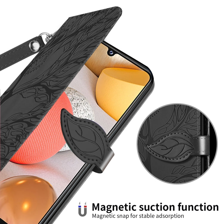 For Samsung Galaxy A12 Life of Tree Embossing Pattern Horizontal Flip Leather Case with Holder & Card Slot & Wallet & Photo Frame & Lanyard(Black) by buy2fix