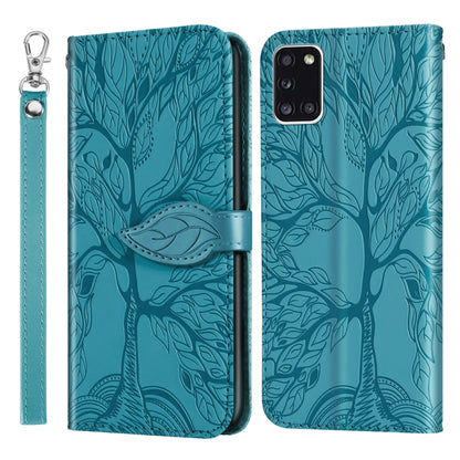 For Samsung Galaxy A31 Life of Tree Embossing Pattern Horizontal Flip Leather Case with Holder & Card Slot & Wallet & Photo Frame & Lanyard(Lake Blue) by buy2fix