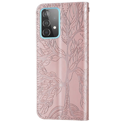 For Samsung Galaxy A52 5G / 4G Life of Tree Embossing Pattern Horizontal Flip Leather Case with Holder & Card Slot & Wallet & Photo Frame & Lanyard(Rose Gold) by buy2fix