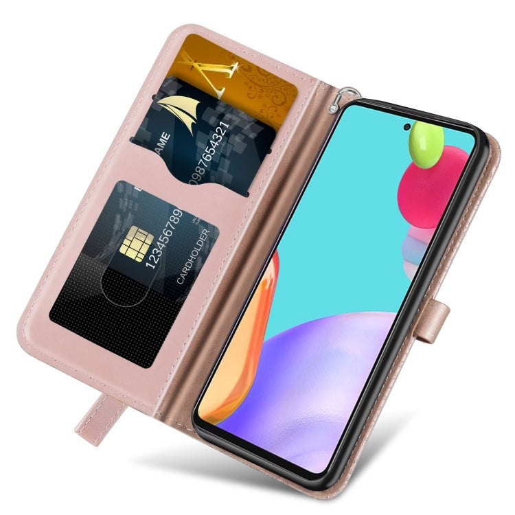 For Samsung Galaxy A52 5G / 4G Life of Tree Embossing Pattern Horizontal Flip Leather Case with Holder & Card Slot & Wallet & Photo Frame & Lanyard(Rose Gold) by buy2fix