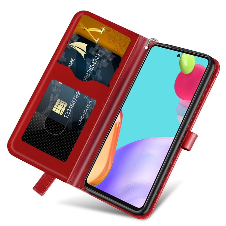 For Samsung Galaxy A52 5G / 4G Life of Tree Embossing Pattern Horizontal Flip Leather Case with Holder & Card Slot & Wallet & Photo Frame & Lanyard(Red) by buy2fix