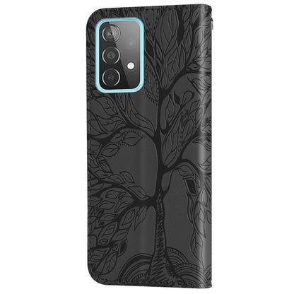 For Samsung Galaxy A52 5G / 4G Life of Tree Embossing Pattern Horizontal Flip Leather Case with Holder & Card Slot & Wallet & Photo Frame & Lanyard(Black) by buy2fix