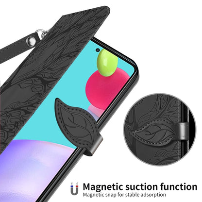 For Samsung Galaxy A52 5G / 4G Life of Tree Embossing Pattern Horizontal Flip Leather Case with Holder & Card Slot & Wallet & Photo Frame & Lanyard(Black) by buy2fix