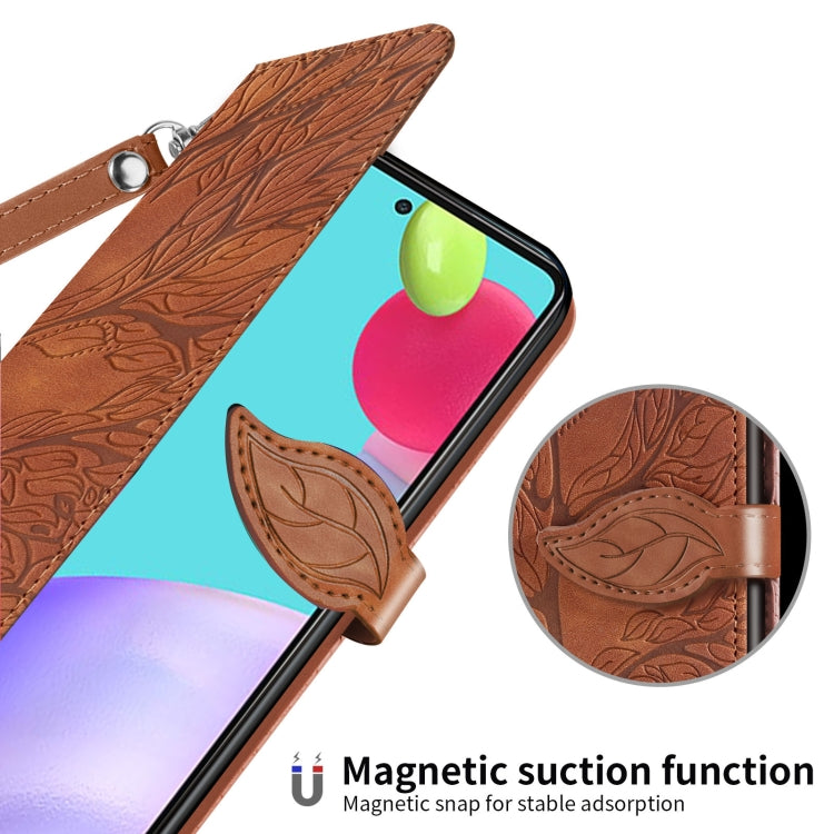 For Samsung Galaxy A52 5G / 4G Life of Tree Embossing Pattern Horizontal Flip Leather Case with Holder & Card Slot & Wallet & Photo Frame & Lanyard(Brown) by buy2fix